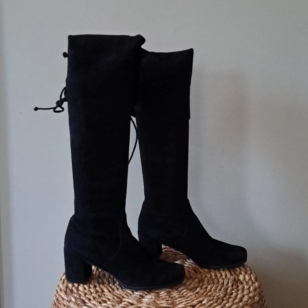 Stuart Weitzman Womens Classic Over The Knee Black Suede Boots 2.5
